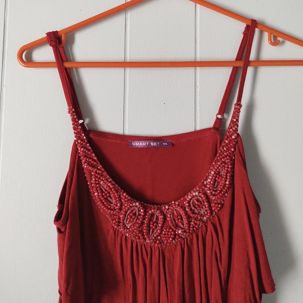 🌸 3 for $20 🌸 Smart Set Red Ruffle Front Tank Top - Picture 3 of 8